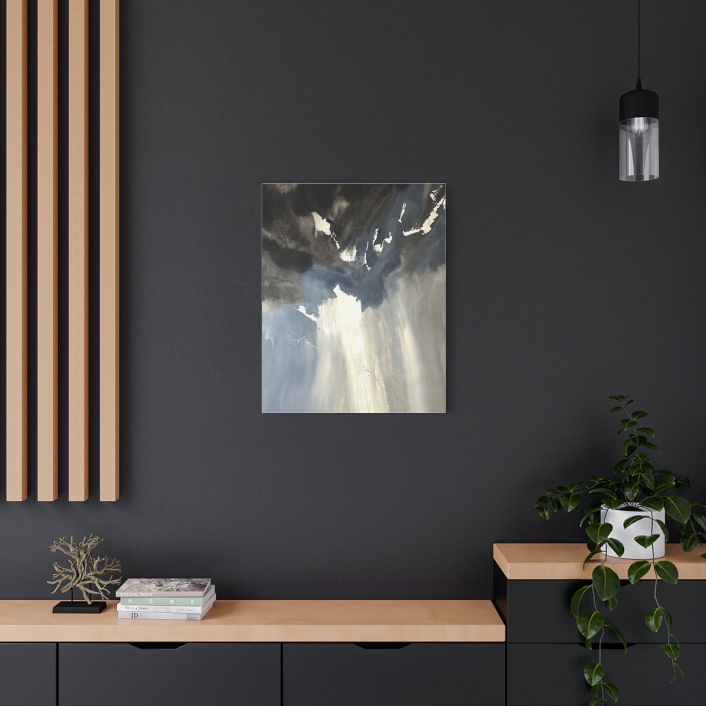 Abstract Storm Canvas Print — Dramatic Blue & Gray Matte Wall Art