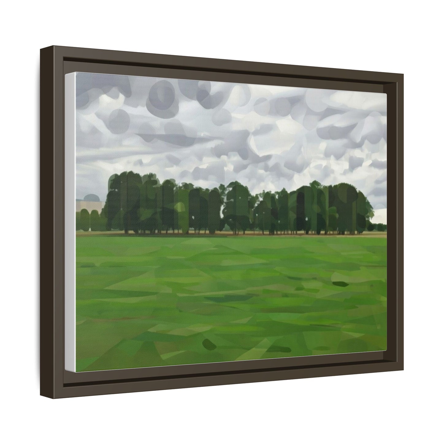 Framed Matte Canvas Print — Minimalist Green Landscape Art