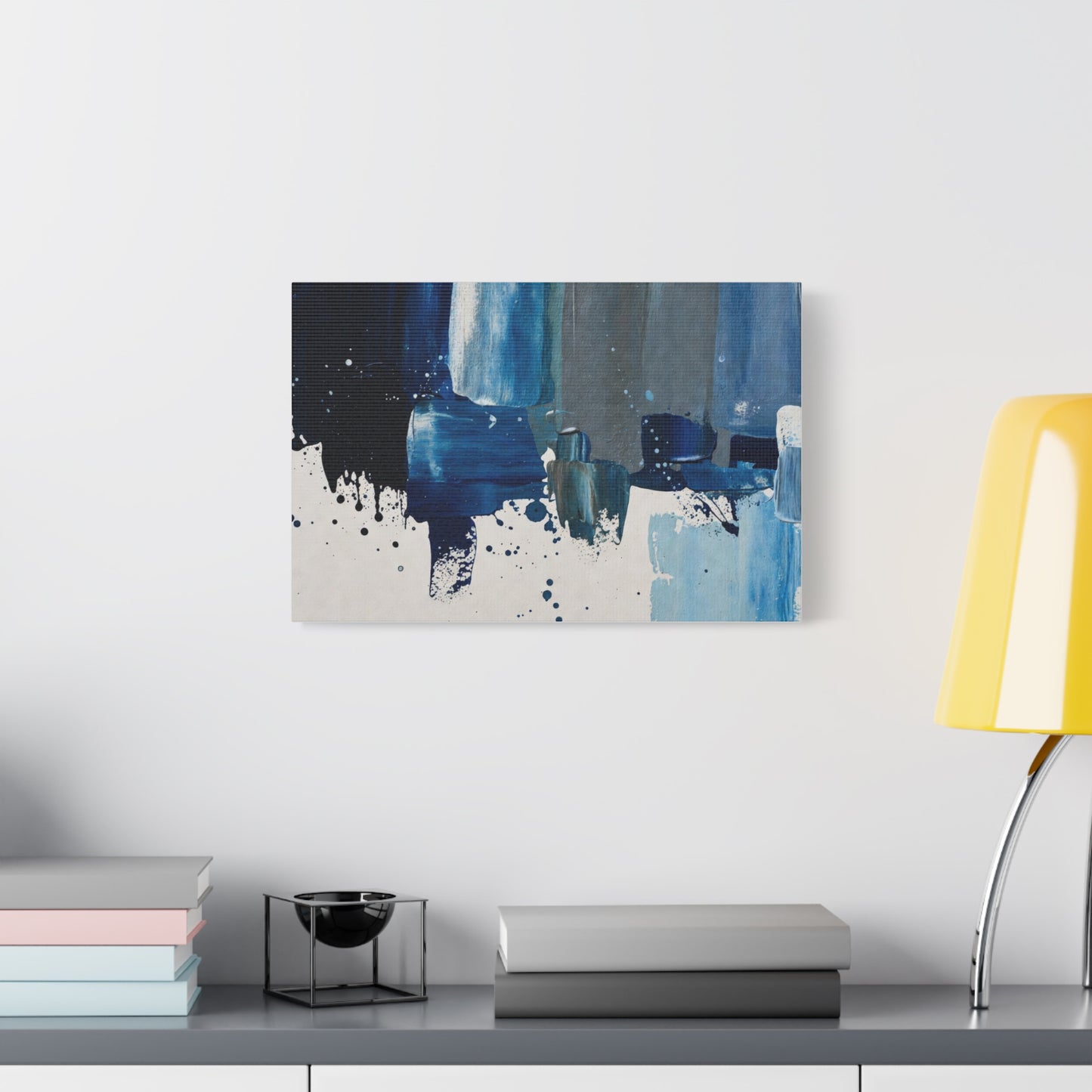 Blue Abstract Canvas Wall Art – Modern Matte Stretched Canvas