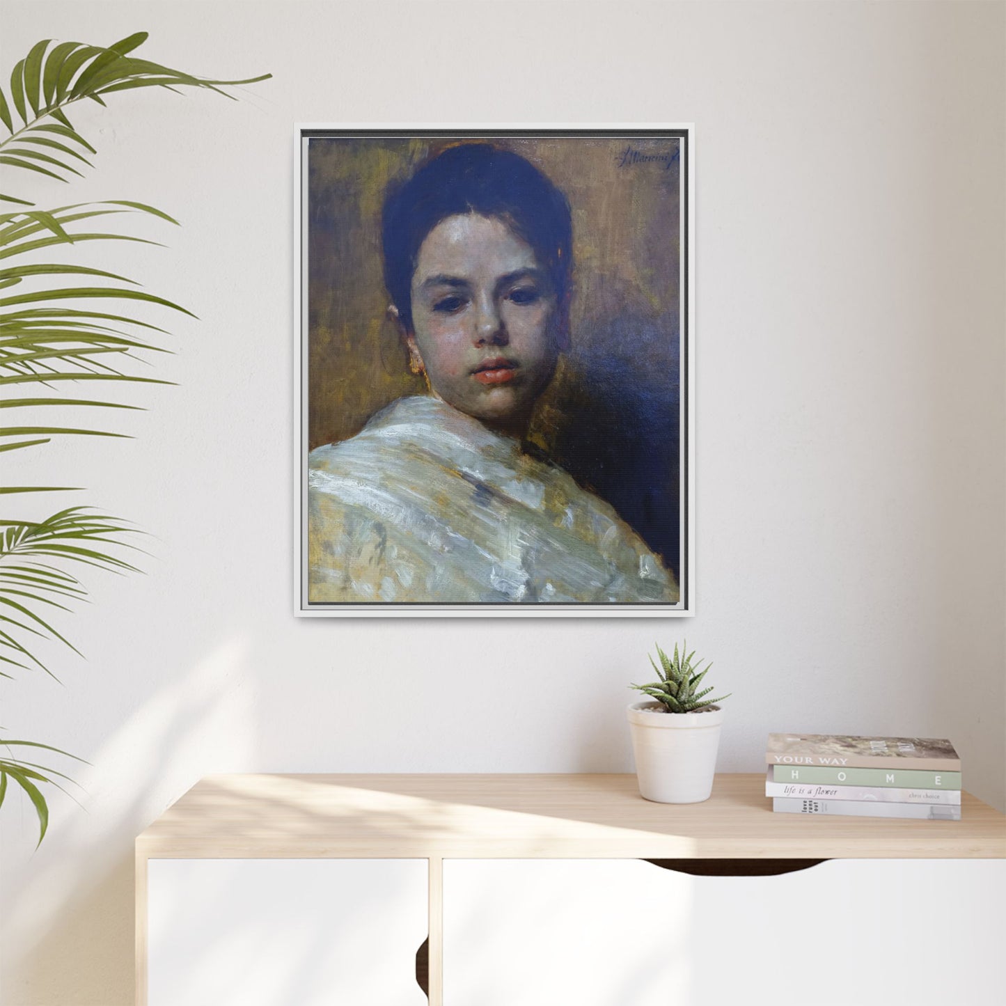 Carminella by Antonio Mancini Framed Matte Canvas Art Print