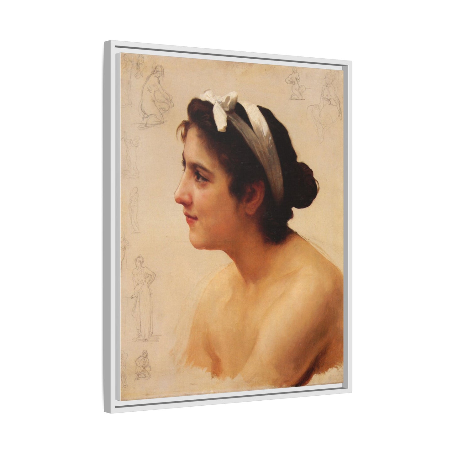Study Of A Woman For Offering To Love by William Adolphe Bouguereau Framed Matte Canvas Print