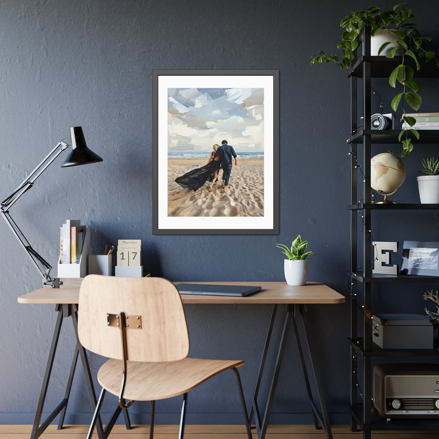 Framed Poster — Romantic Beach Couple Art Print