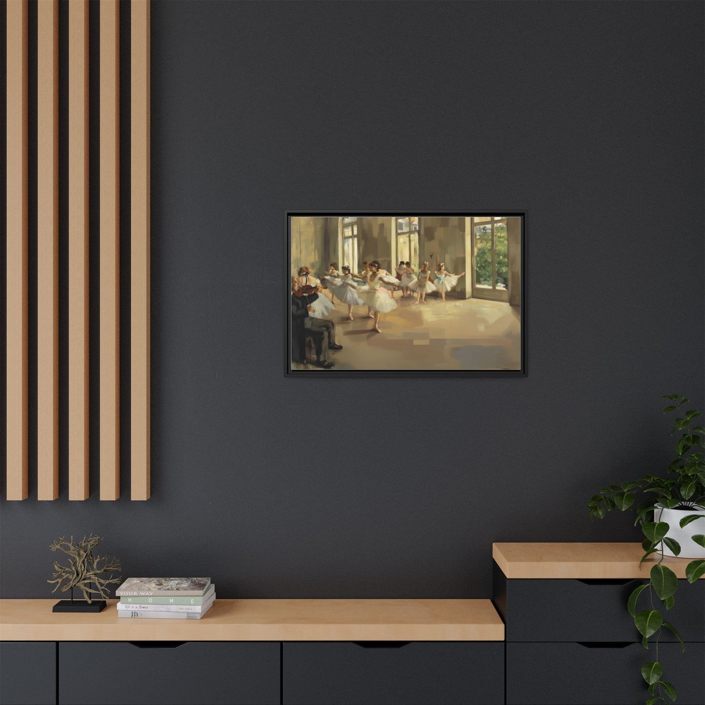 Framed Matte Canvas Print — Ballet Class Scene (Impressionist Dancers)