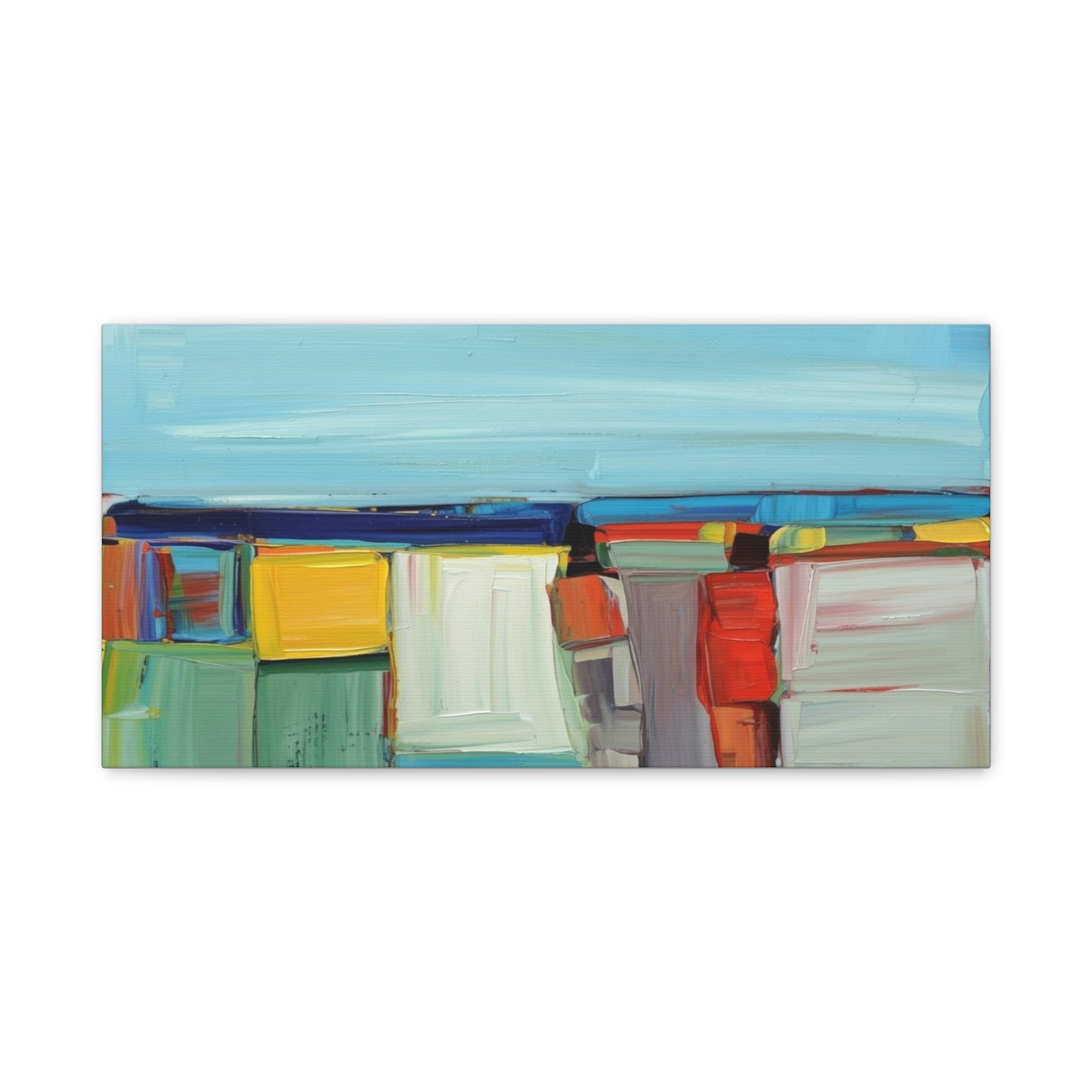Abstract Coastal Landscape Canvas Print — Colorful Modern Seascape Wall Art