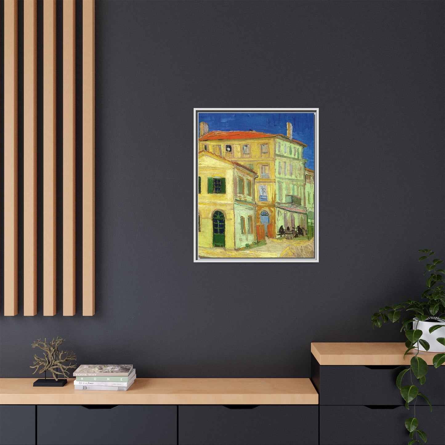 Mediterranean Street Scene Matte Canvas Framed Wall Art