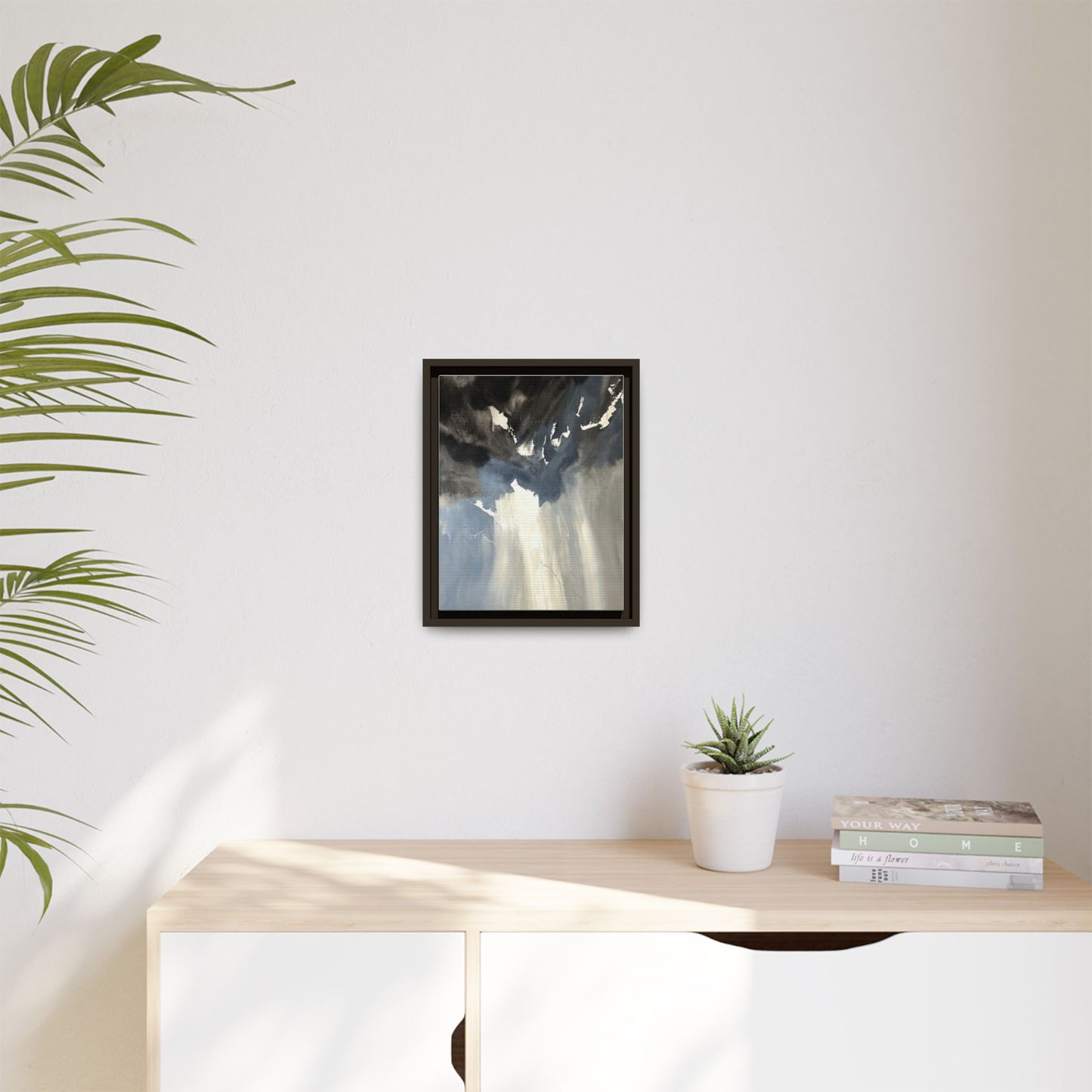 Framed Matte Canvas Art — Moody Abstract Sky Painting