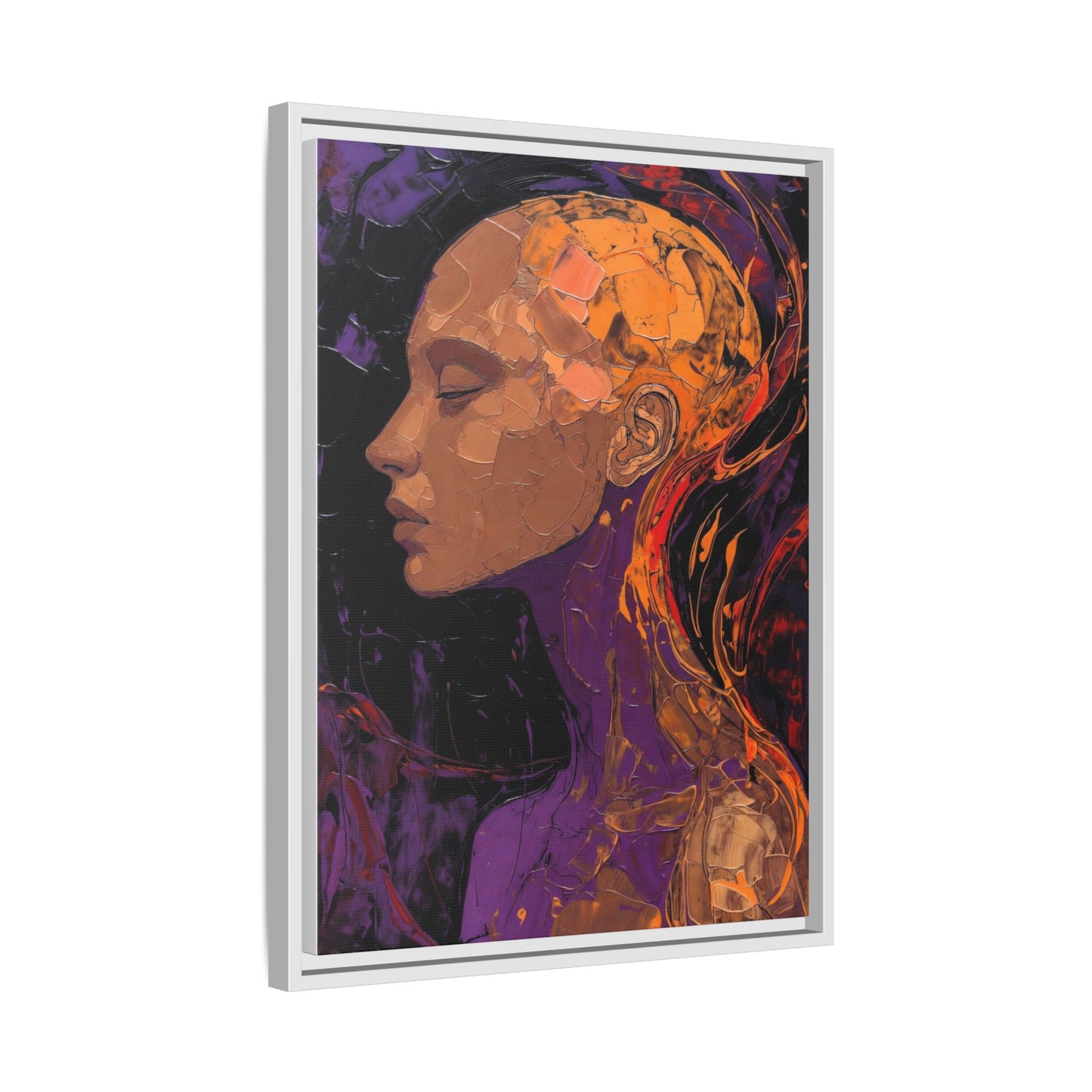 Abstract Profile Portrait Matte Framed Canvas — Multicolor Feminine Art Print