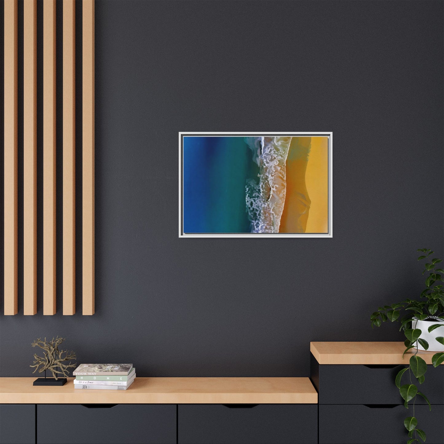 Framed Matte Canvas Seascape Print – Coastal Waves Wall Art