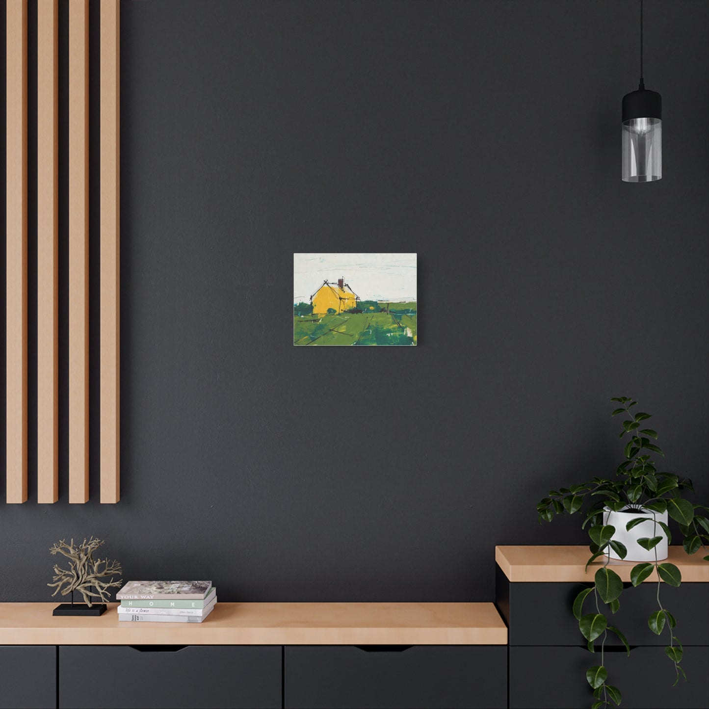 Yellow Cottage Landscape Canvas - Matte Stretched Wall Art