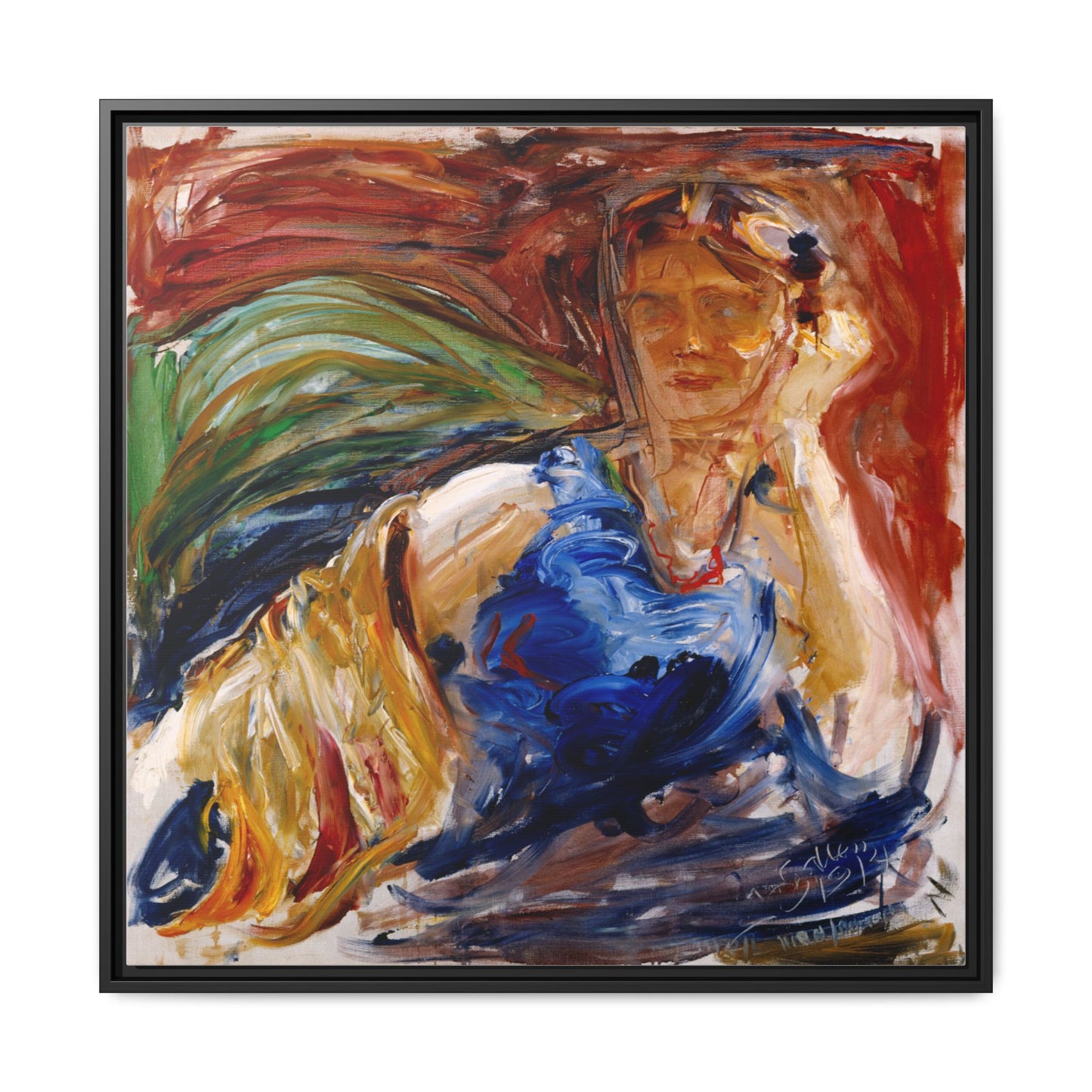 Portrait of hyllis Sjostrom by Akseli Gallen-Kallela Canvas Matte Framed Wall Art Print