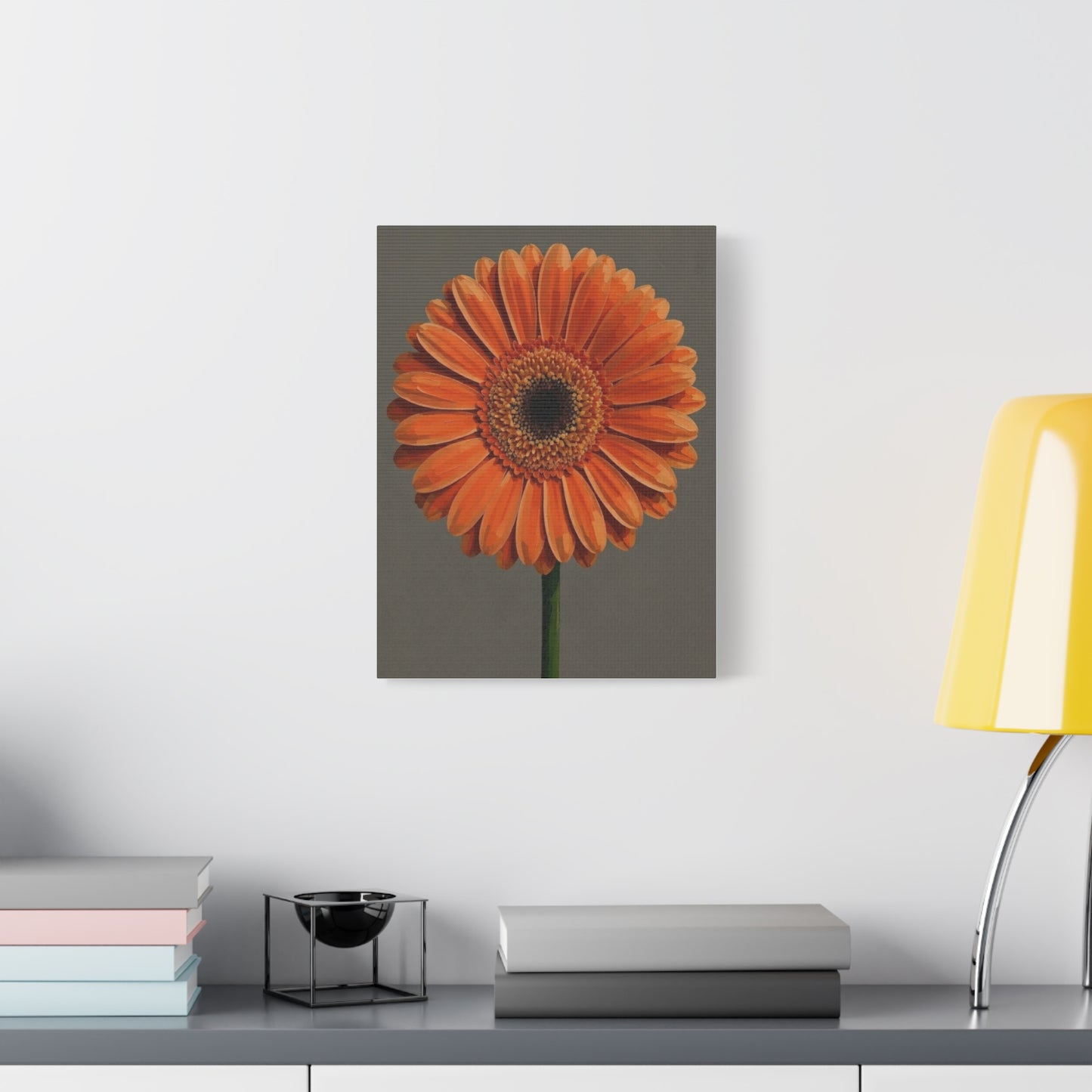 Orange Gerbera Flower Matte Canvas Print — Stretched Wall Art