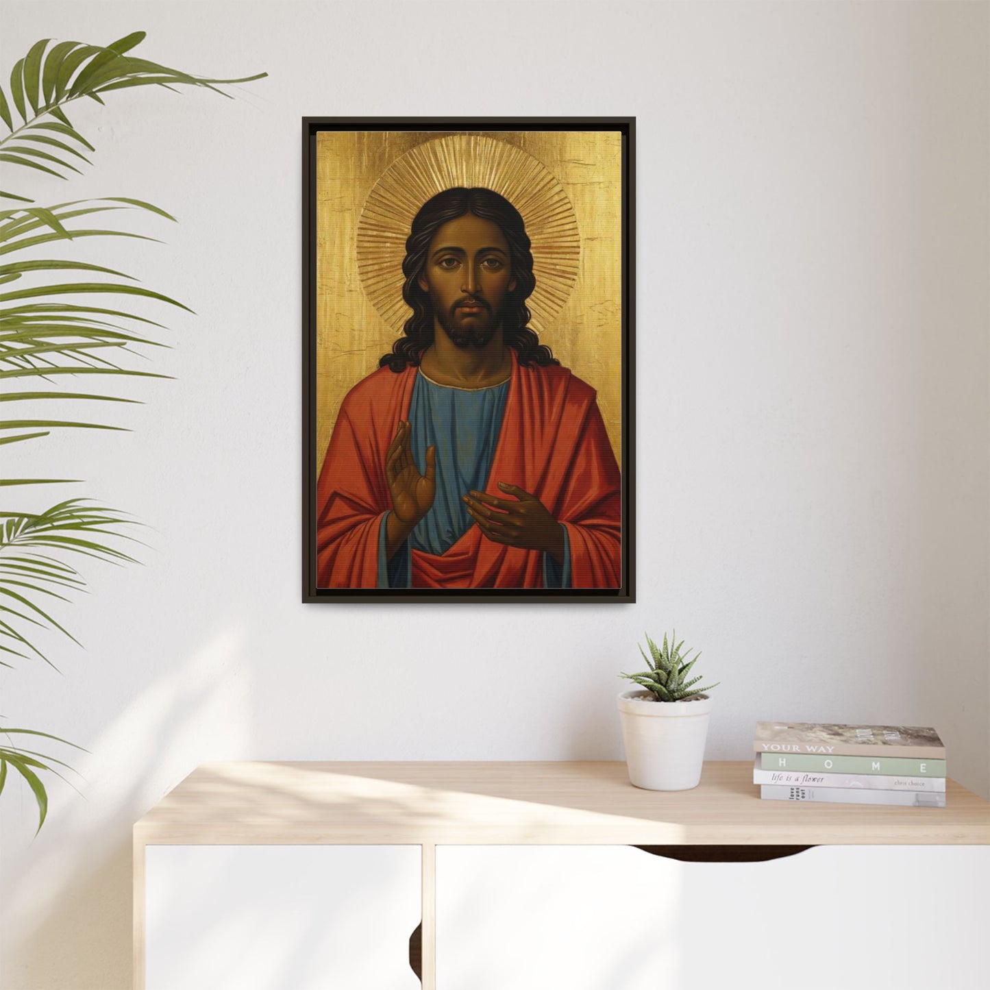 Framed Orthodox Christ Icon Matte Canvas — Religious Wall Art for Home, Church, or Prayer Corner