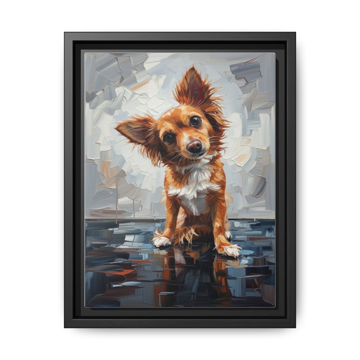 Framed Matte Canvas Print — Playful Brown Dog Portrait