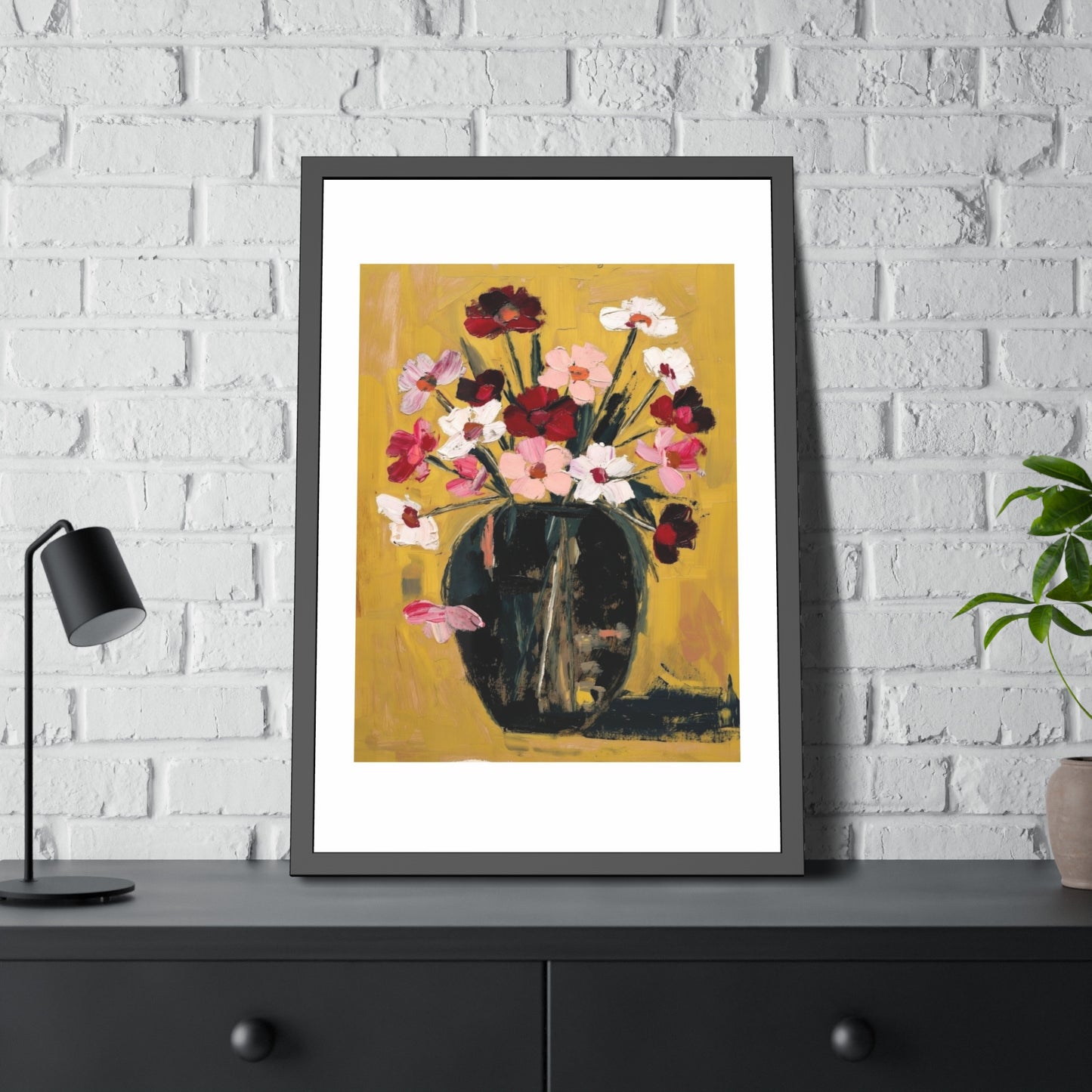 Framed Poster  Abstract Floral Vase Art Print