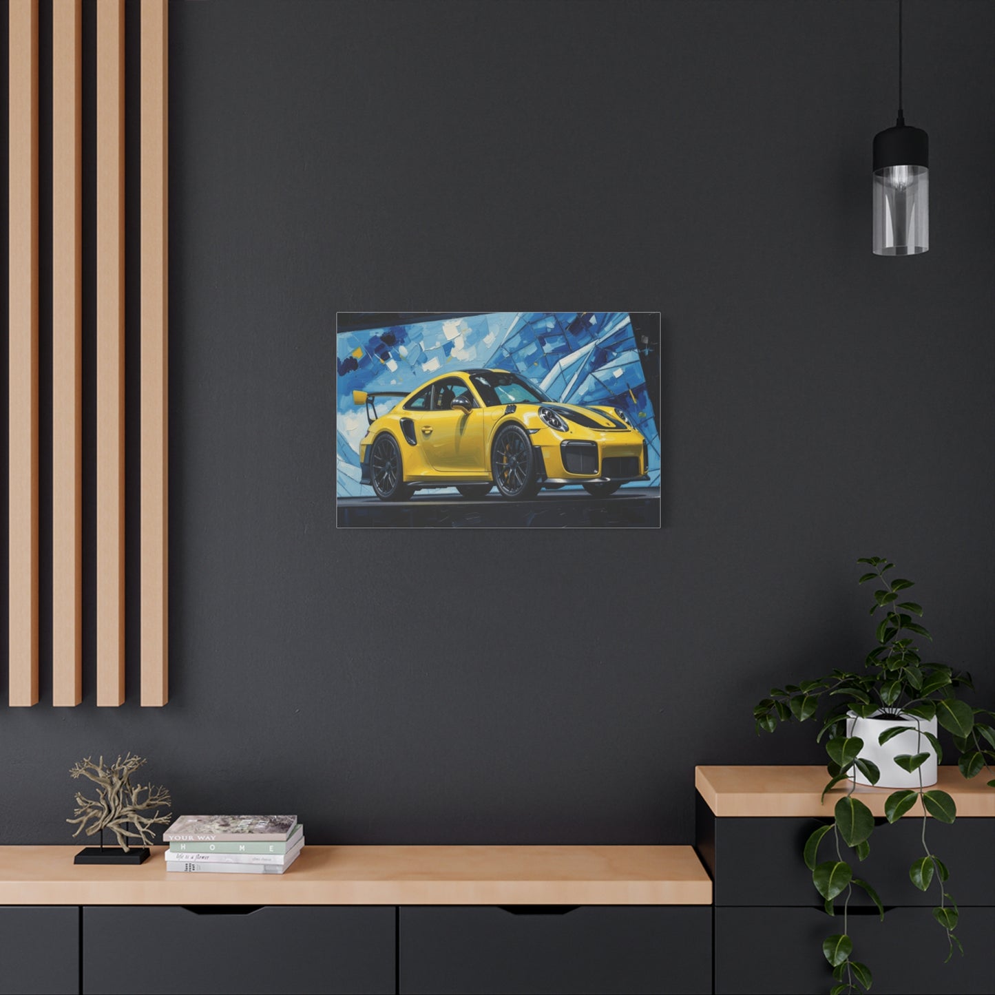 Yellow Porsche Sports Car Canvas Print — Modern Automotive Wall Art