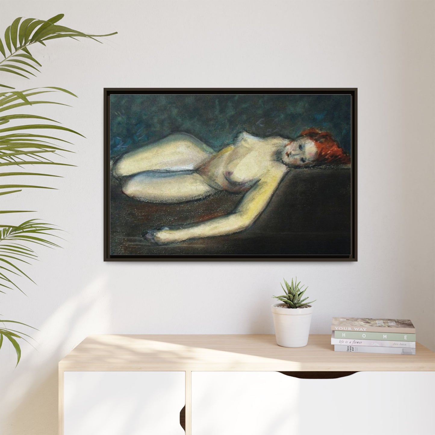 Lying nude by Paul Gosselin Framed Matte Canvas Wall Art Print