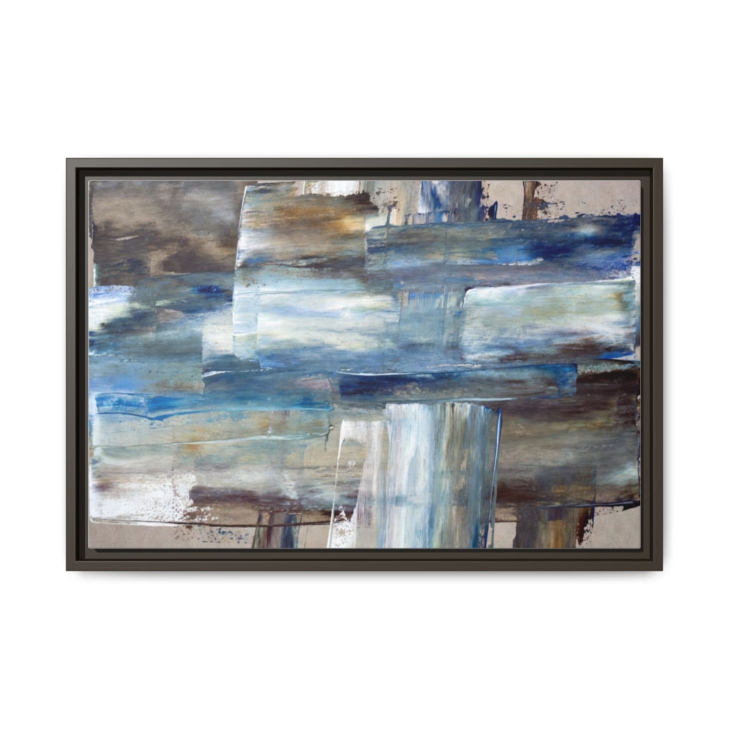 Abstract Blue Coastal Matte Canvas Framed Wall Art