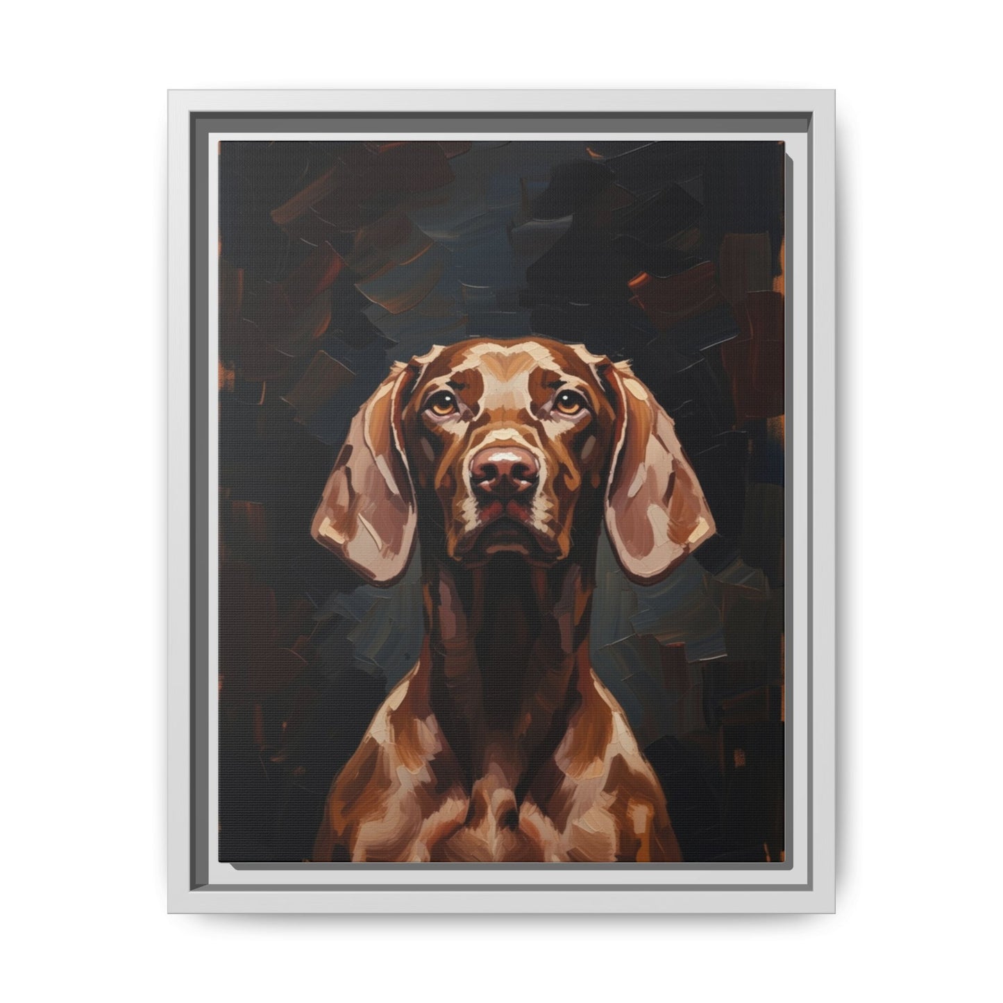 Framed Matte Canvas Dog Portrait – Brown Vizsla Wall Art