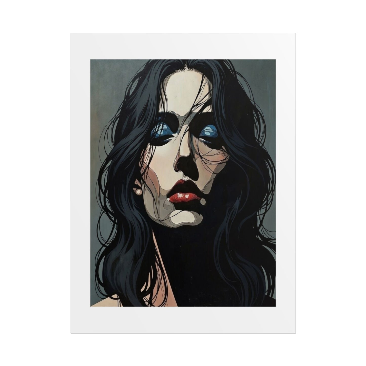 Rolled Poster — Moody Portrait Art Print (Dark Femme, Blue Eyeshadow)