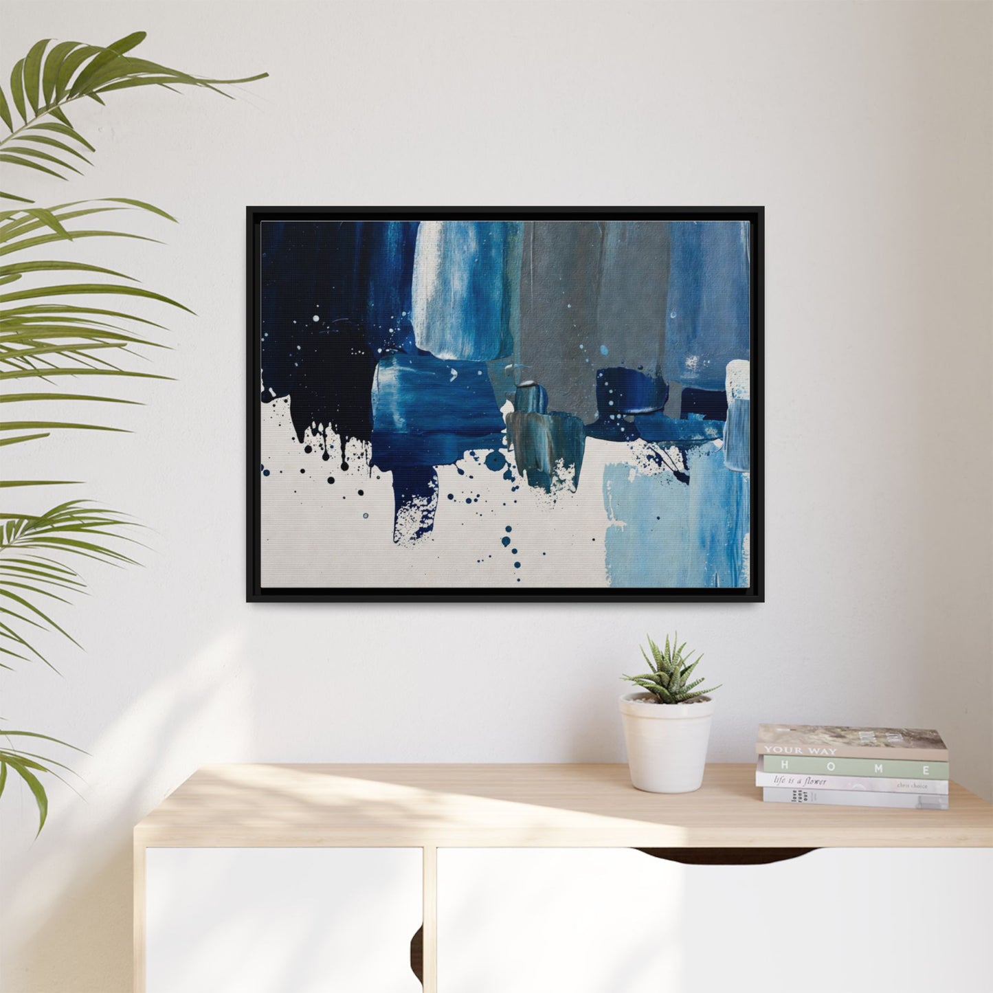 Abstract Blue Ocean Matte Canvas Framed Wall Art