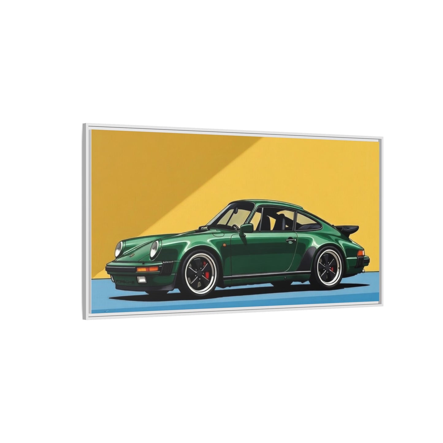 Framed Matte Canvas — Green Sports Car Wall Art