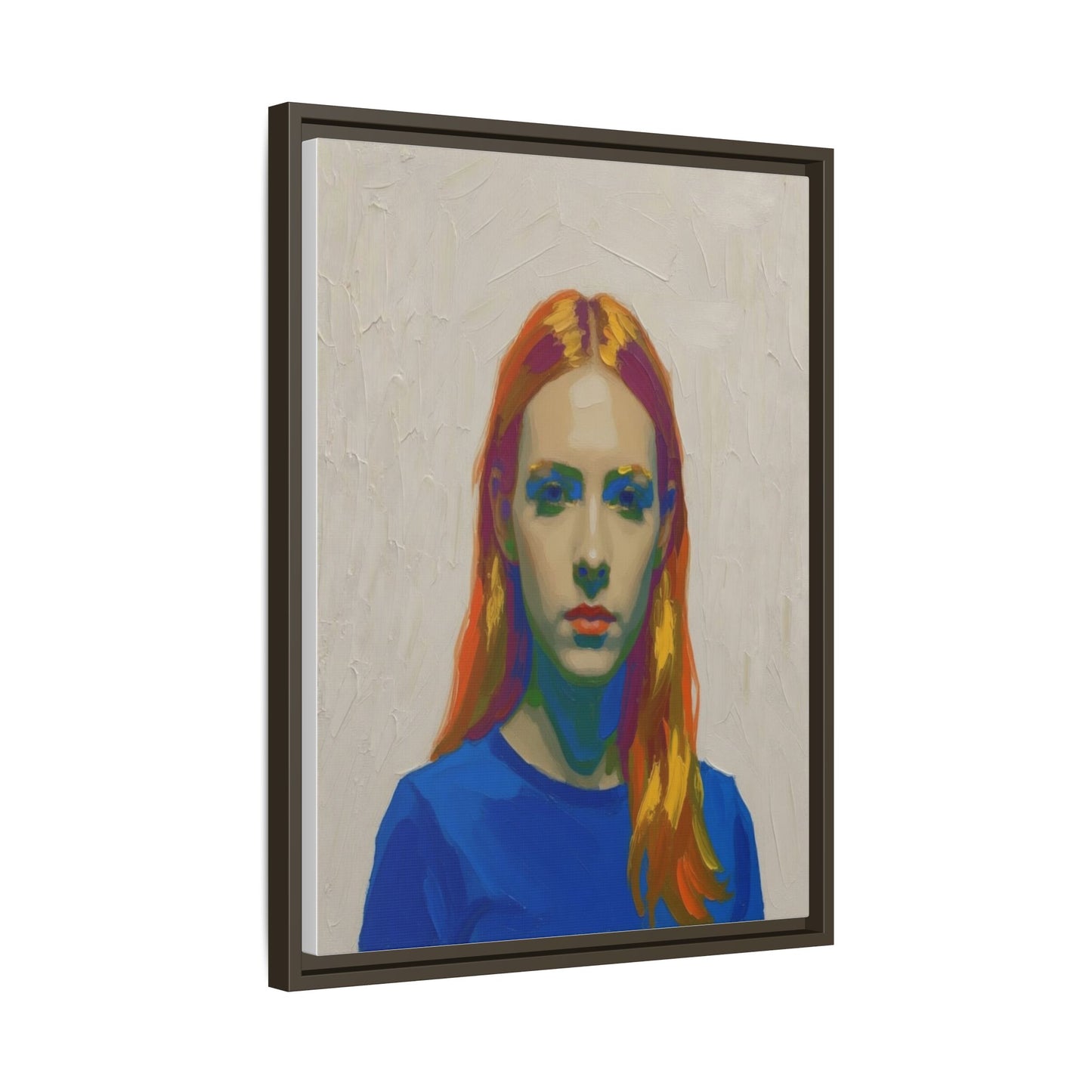 Framed Matte Canvas Portrait — Vibrant Multi‑Color Girl Art Print
