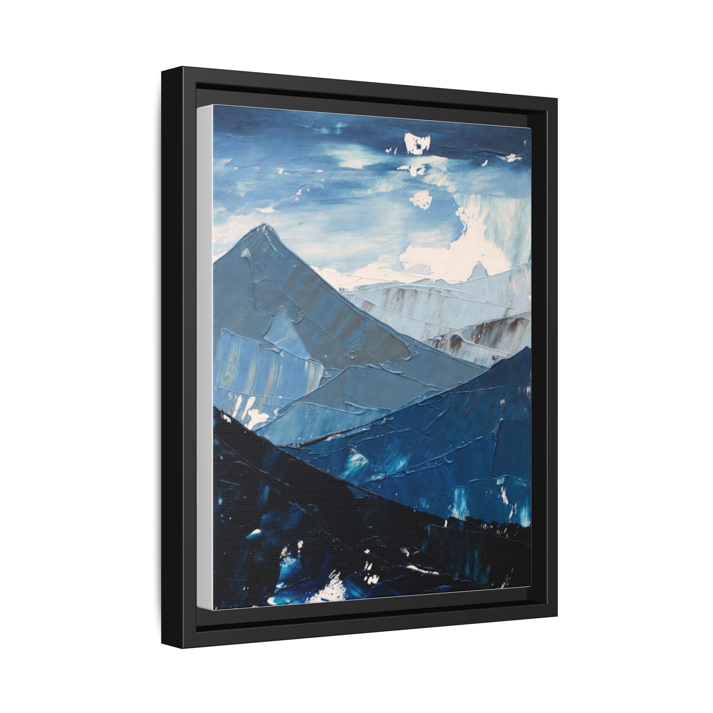 Blue Mountain Landscape Matte Canvas Framed | Abstract Mountain Wall Art