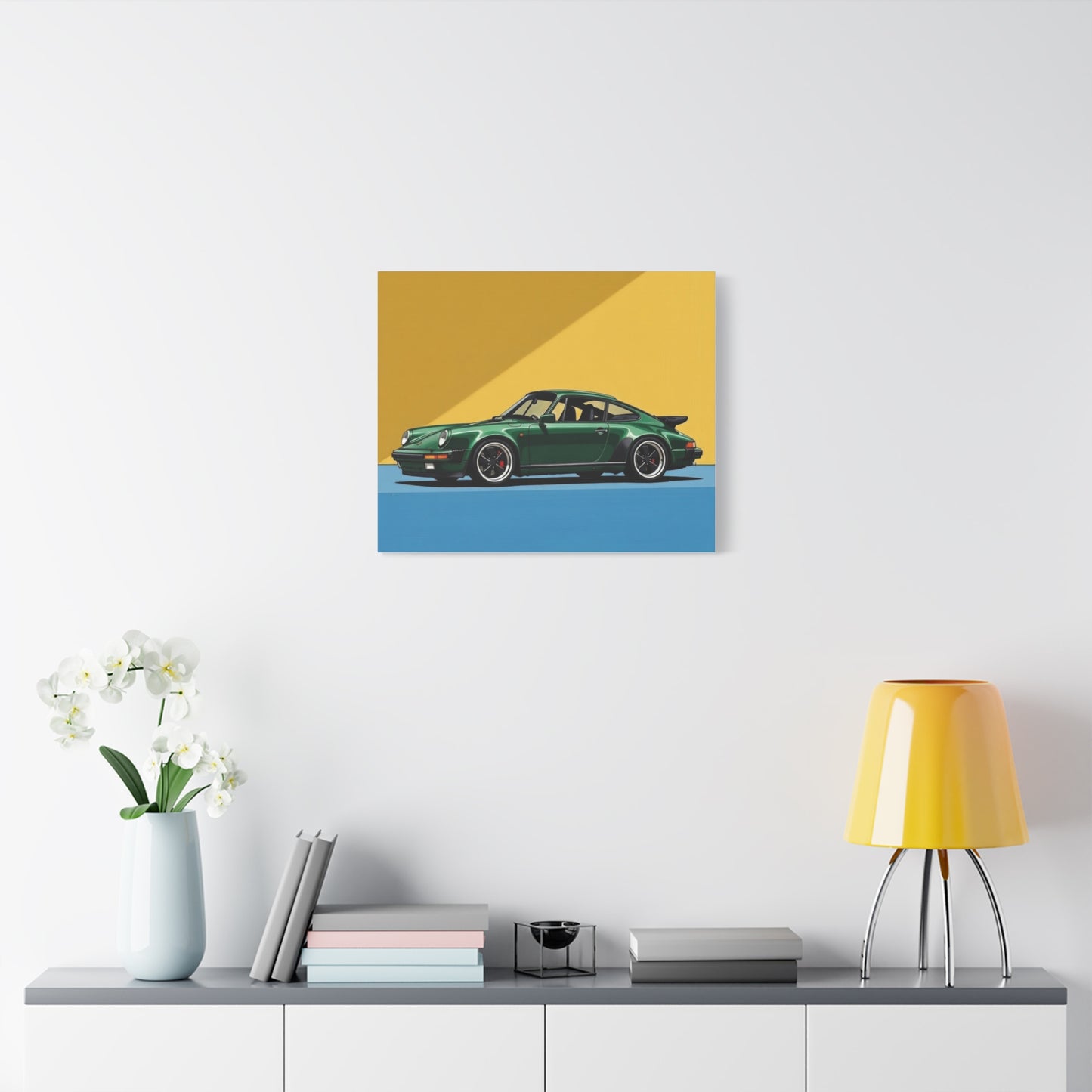 Vintage Green Porsche Art Print - Matte Stretched Canvas