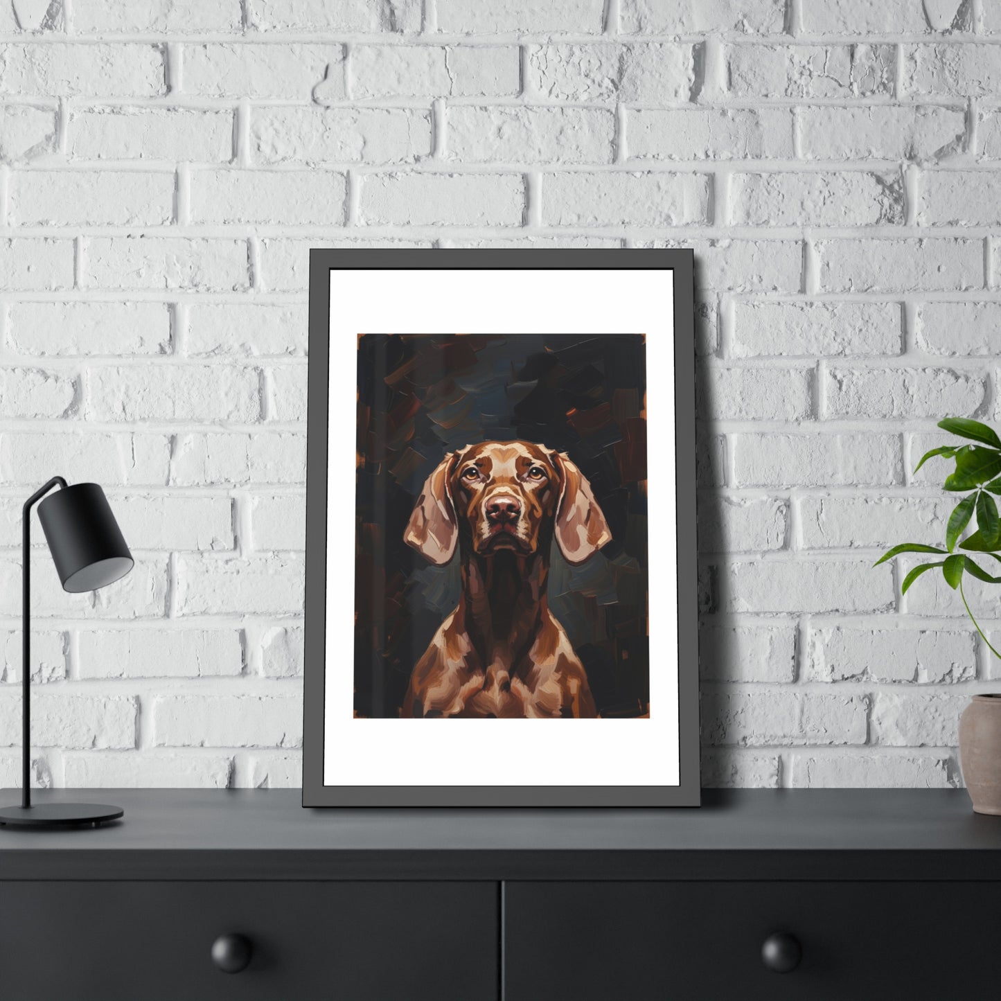 Chocolate Vizsla Dog Framed Paper Posters