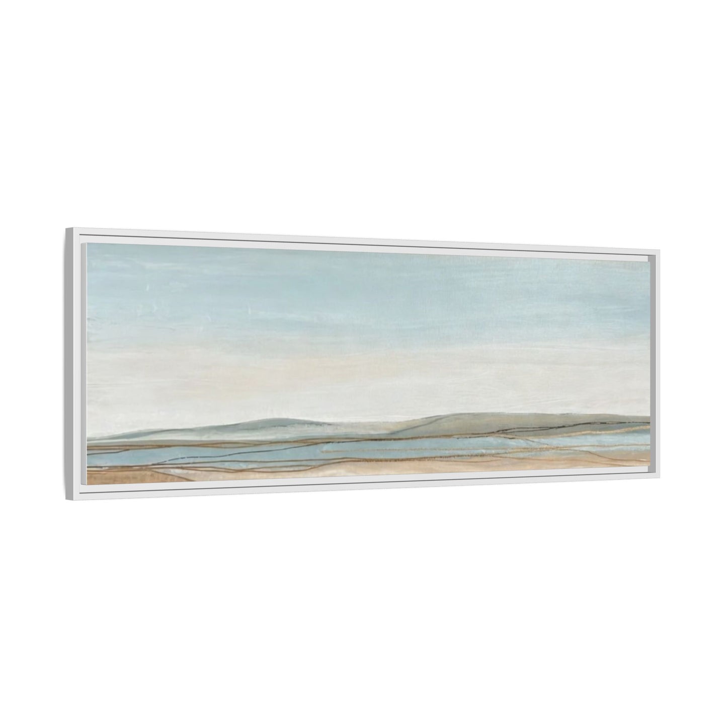 Framed Abstract Landscape Matte Canvas — Serene Coastal Horizon Wall Art