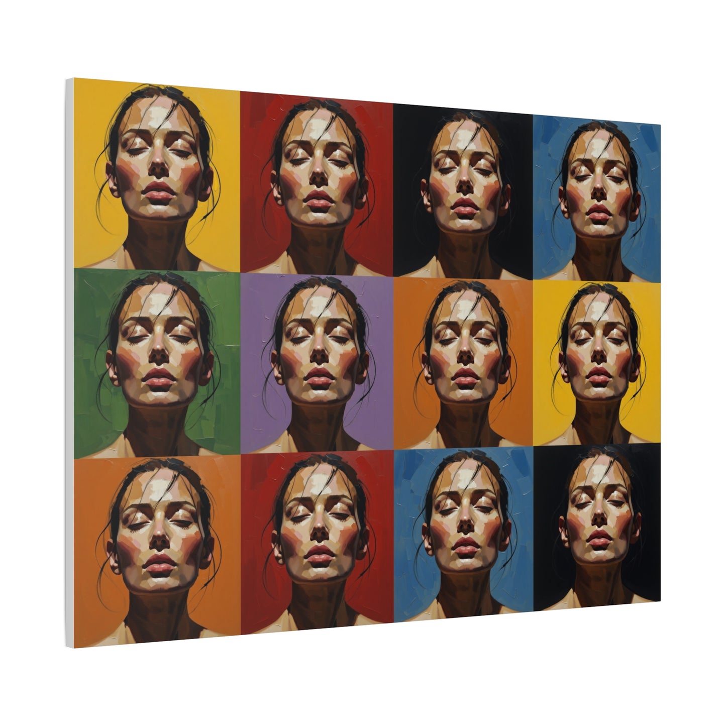 Pop Art Portrait Canvas - Color Grid Stretched Matte Wall Art
