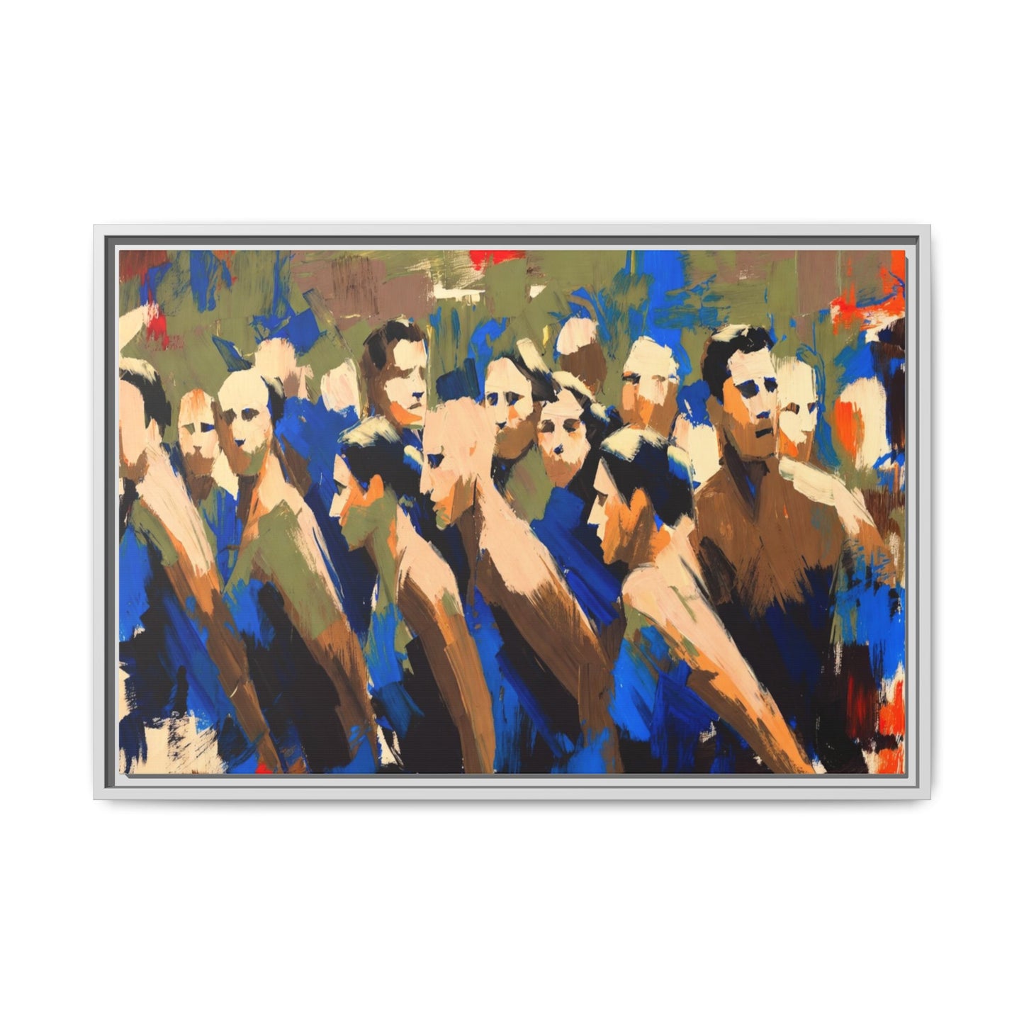 Abstract Crowd Matte Canvas Print — Framed Multi-Color Wall Art