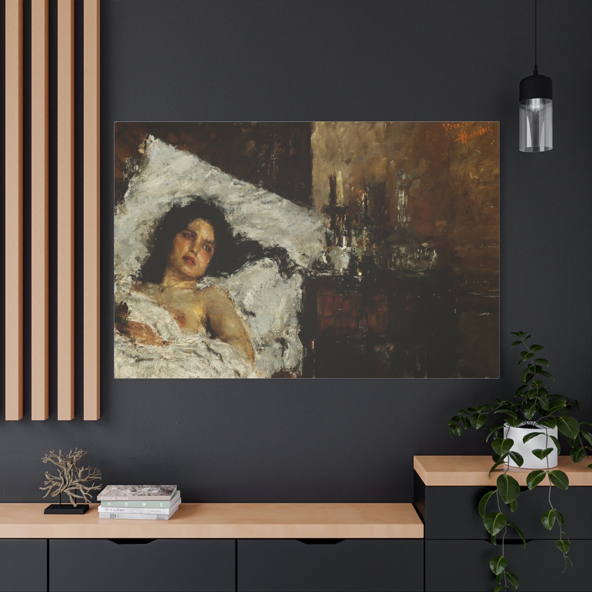 Resting by Antonio Mancini Matte Canvas Wall Art Print