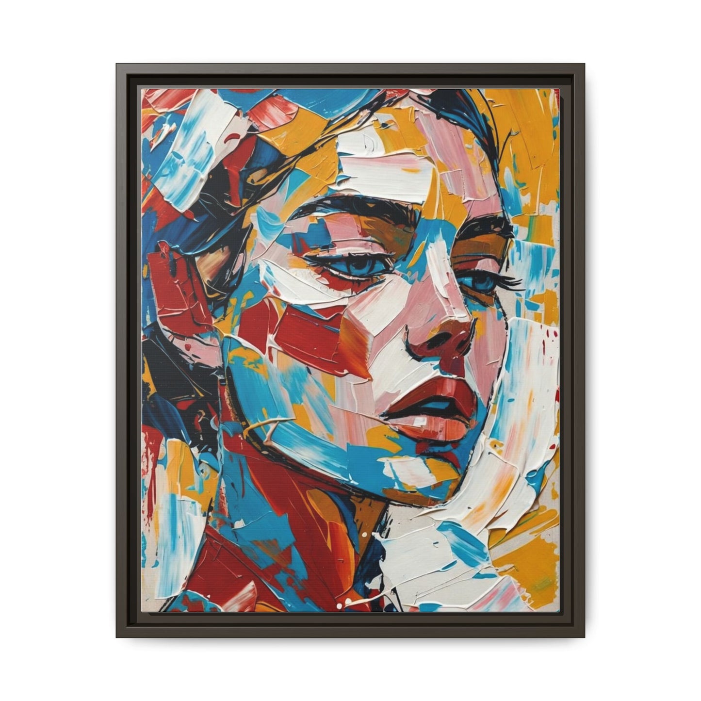 Colorful Abstract Portrait Framed Canvas Print