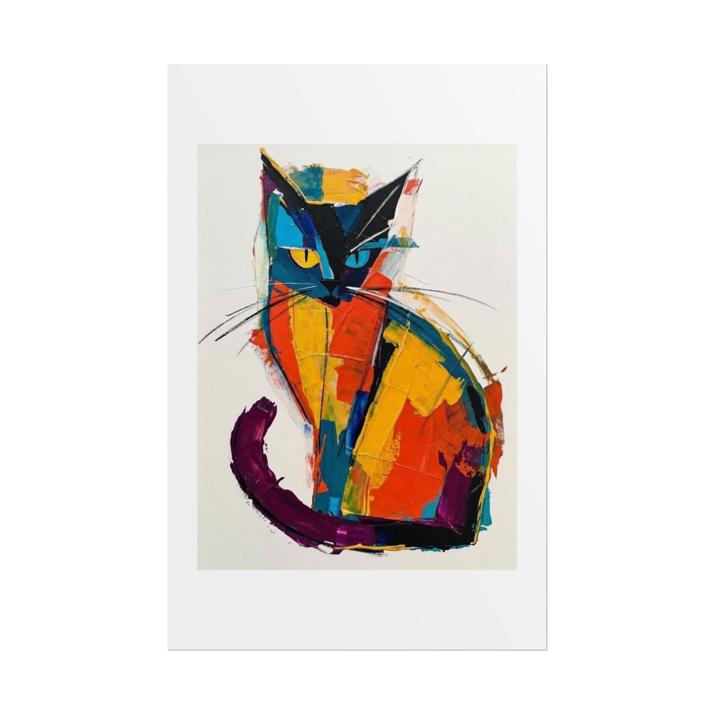 Colorful Abstract Cat Poster — Modern Rolled Art Print