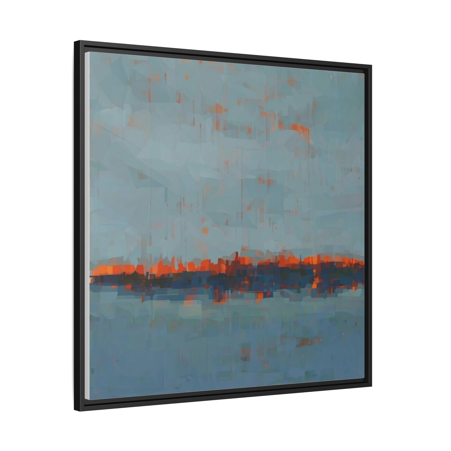 Framed Canvas Art — Teal & Orange Abstract Seascape