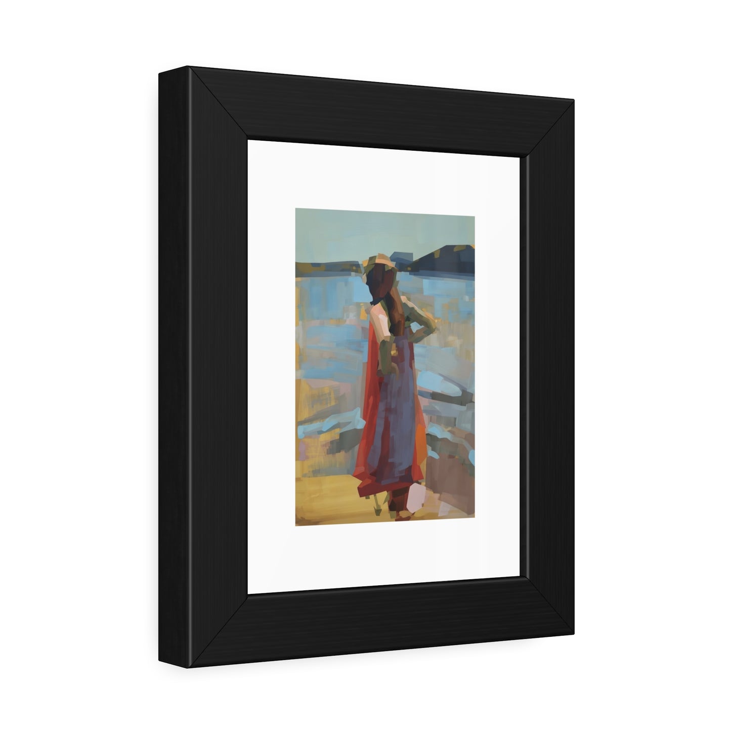 Framed Art Print — Woman at the Shore Impressionist Poster