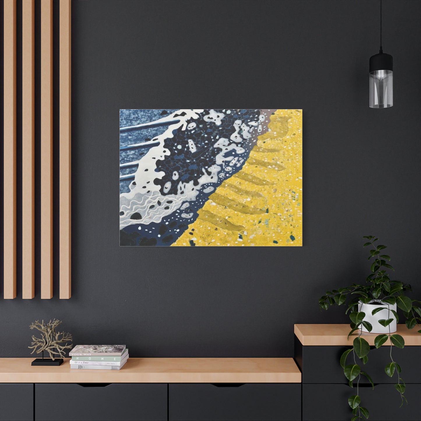 Abstract Blue & Yellow Fluid Art Canvas Print — Matte Stretched Wall Art