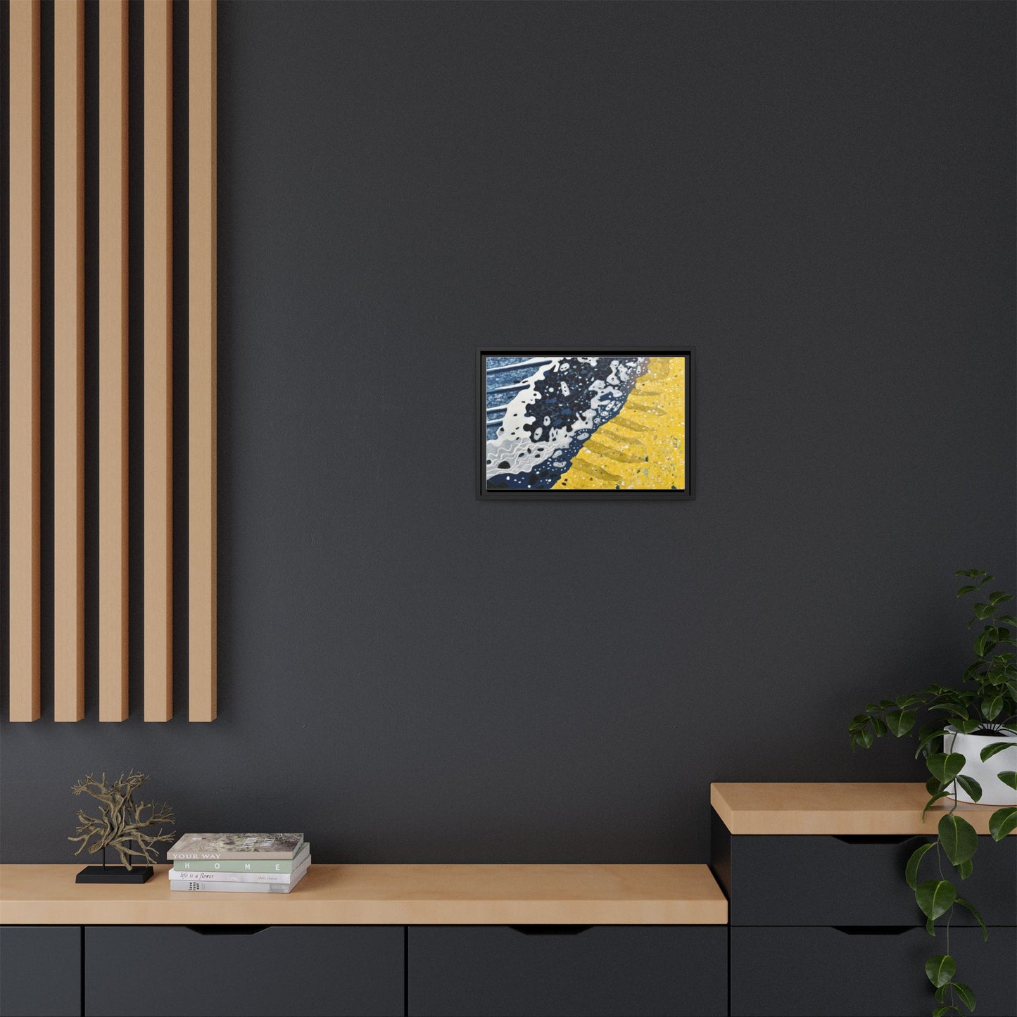 Framed Abstract Ocean & Sand Matte Canvas Print