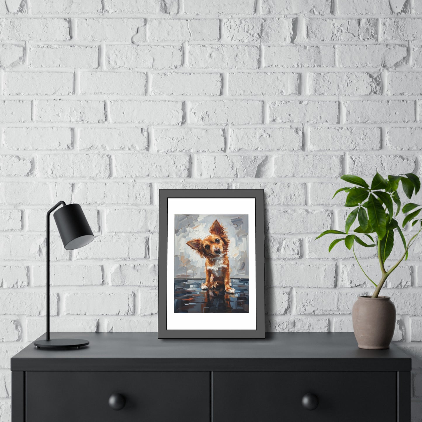 Dog Portrait Framed Poster — Cute Puppy Wall Art
