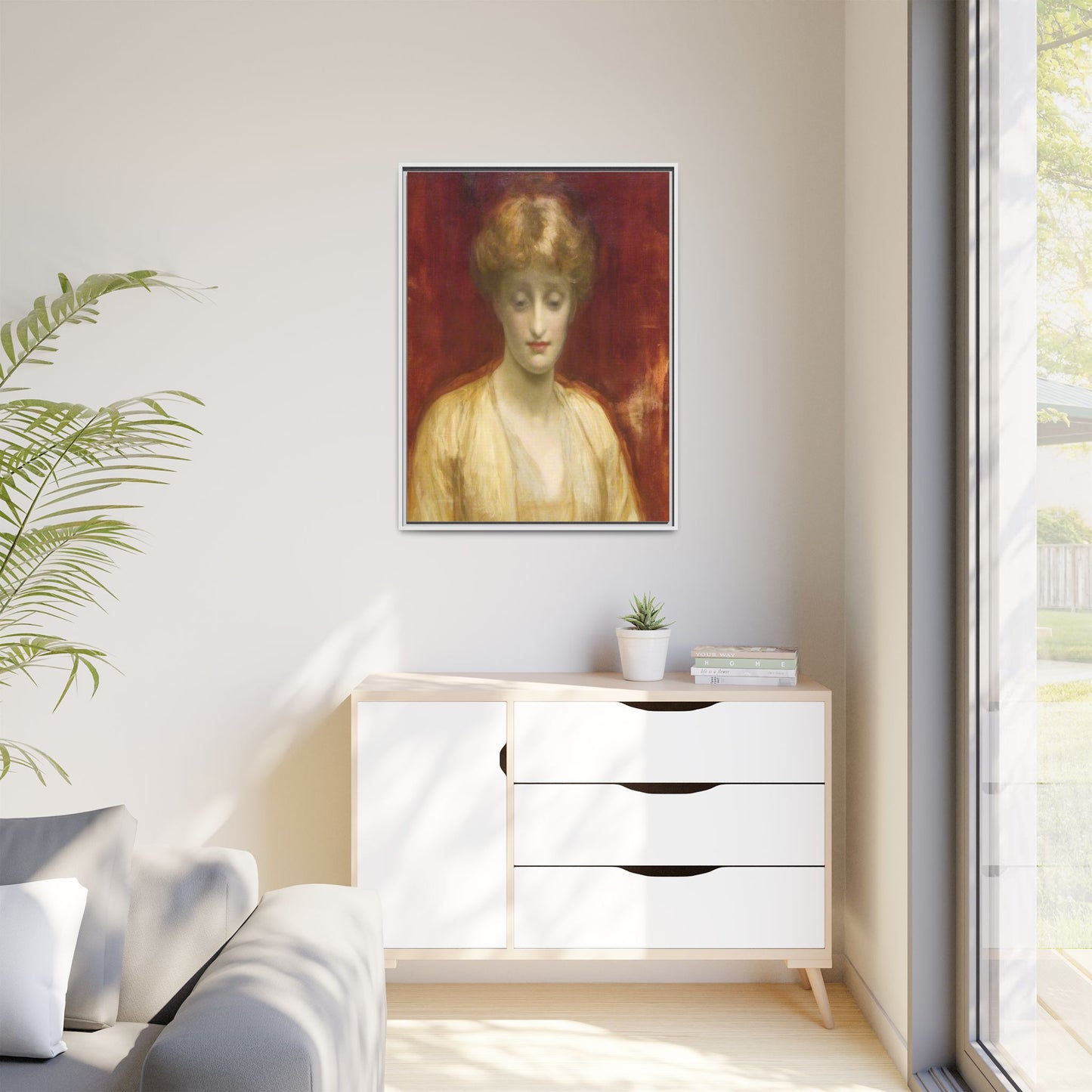 Mrs Williams by Lord Frederic Leighton Framed Matte Canvas Portrait Wall Art Print