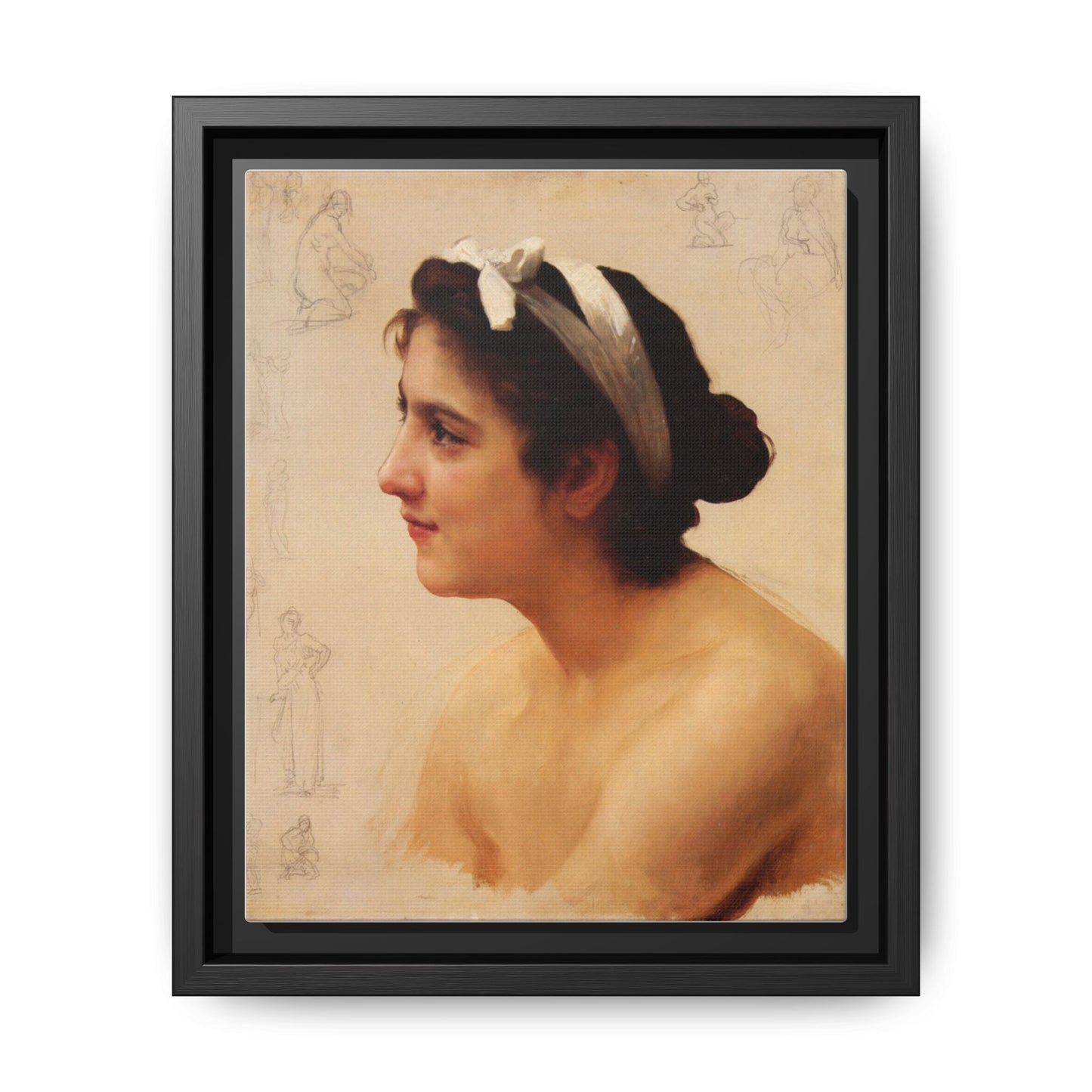 Study Of A Woman For Offering To Love by William Adolphe Bouguereau Framed Matte Canvas Print