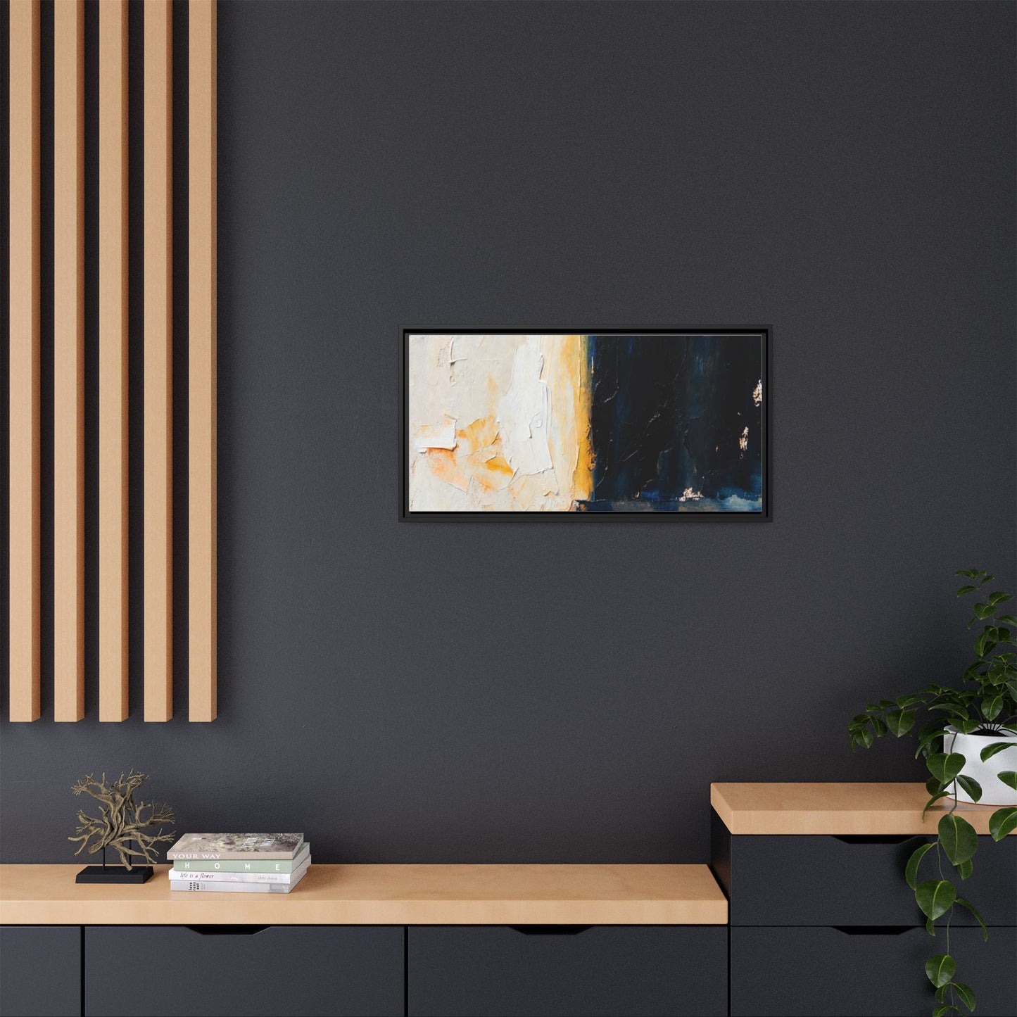 Abstract Coastal Texture Framed Canvas Art — Matte Multi-Color Wall Print