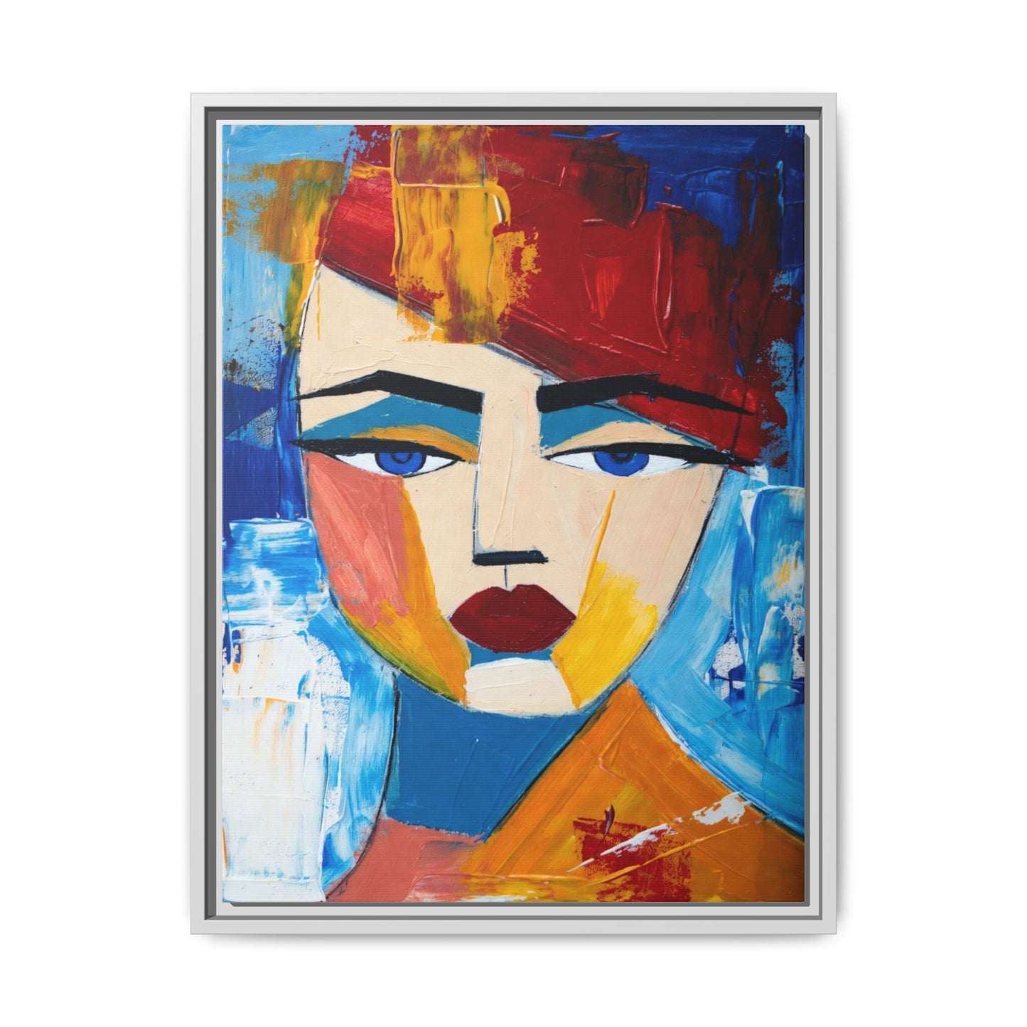 Abstract Colorful Portrait Framed Canvas Art