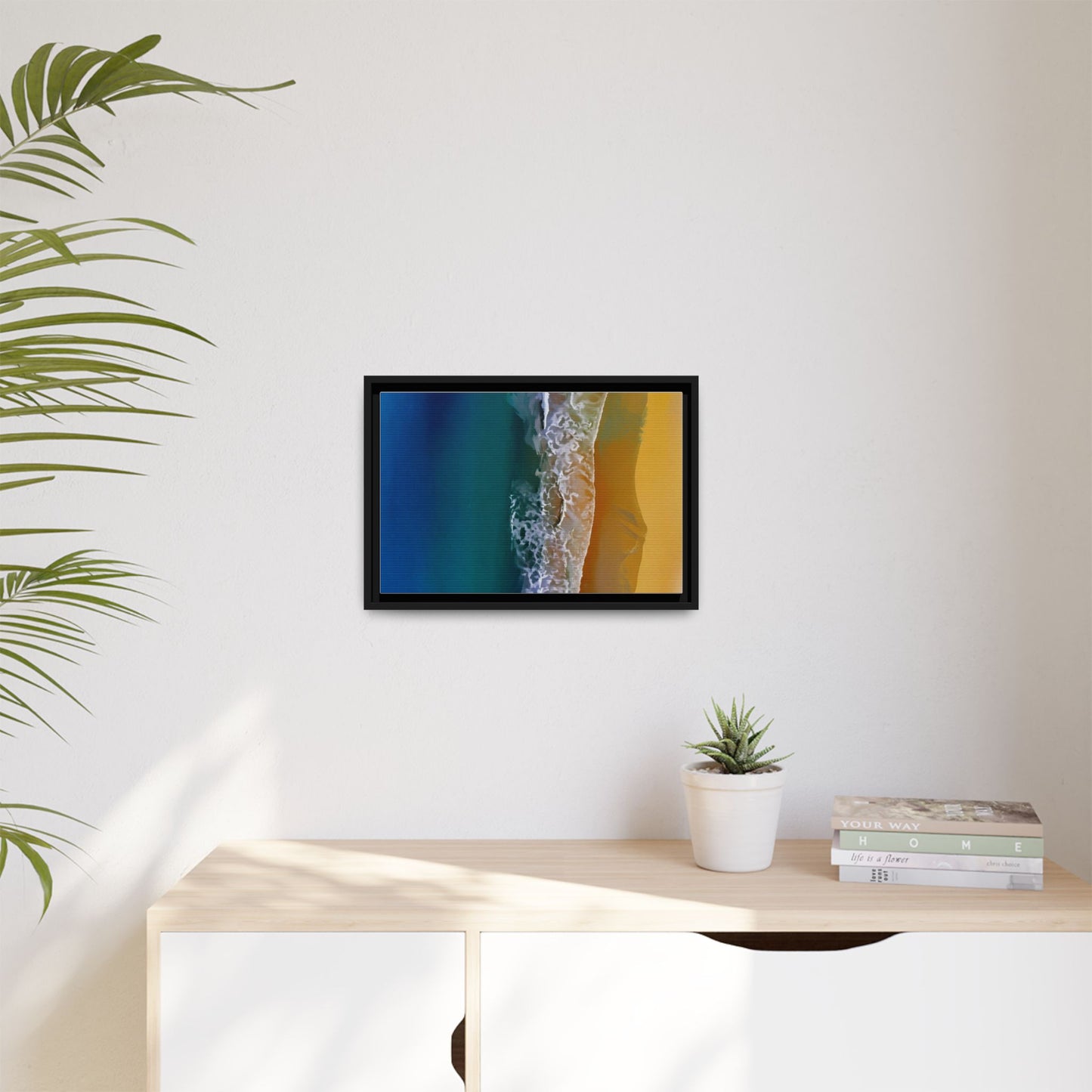 Framed Matte Canvas Seascape Print – Coastal Waves Wall Art