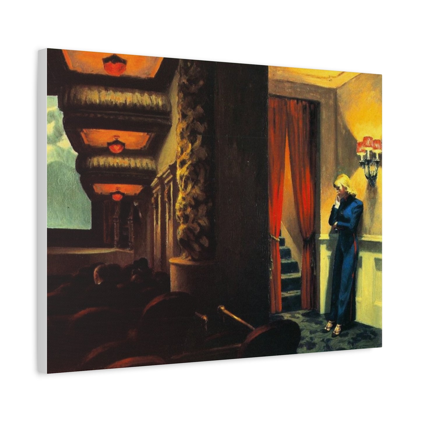 New York movie by Edward hopper Matte Canvas Wall Art Print