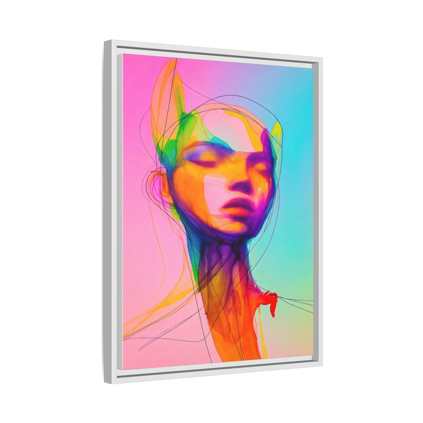 Framed Matte Canvas Art — Vibrant Abstract Portrait Wall Print