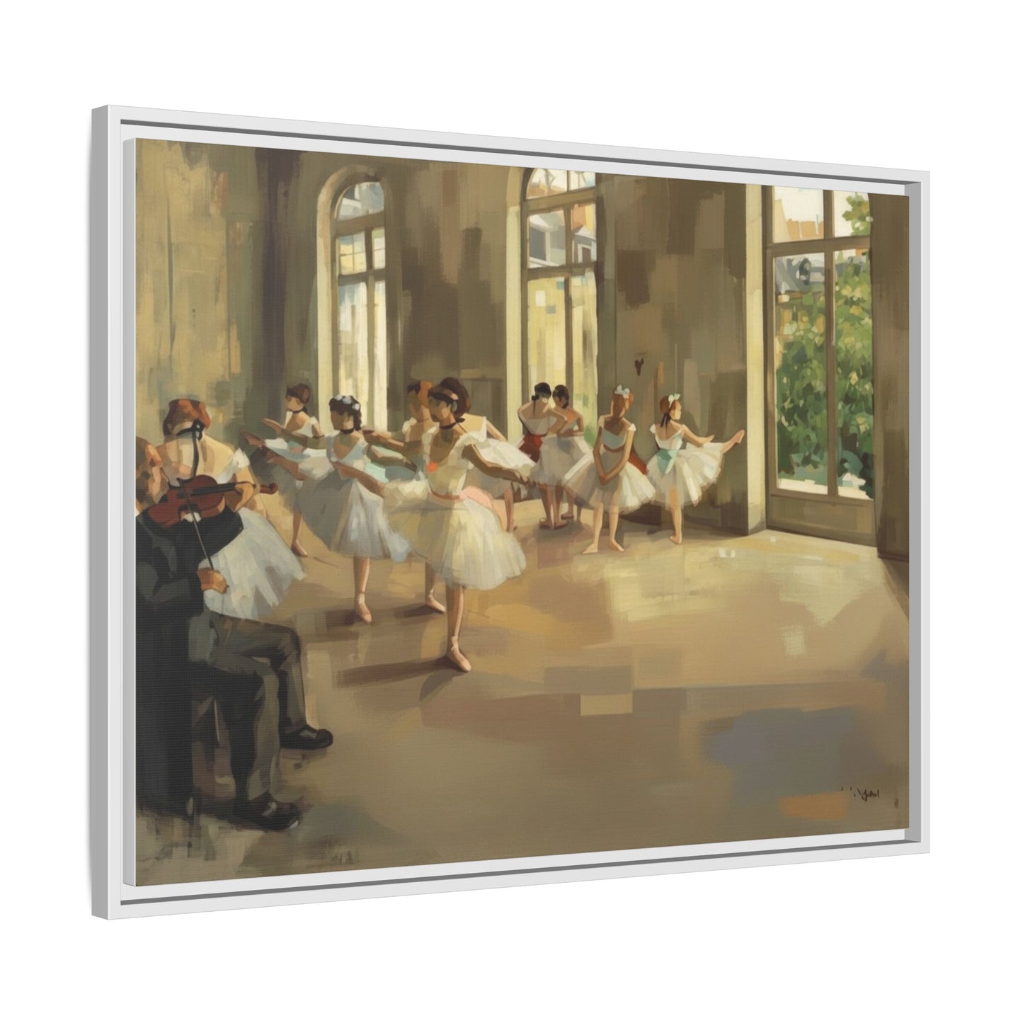 Framed Matte Canvas Print — Ballet Class Scene (Impressionist Dancers)