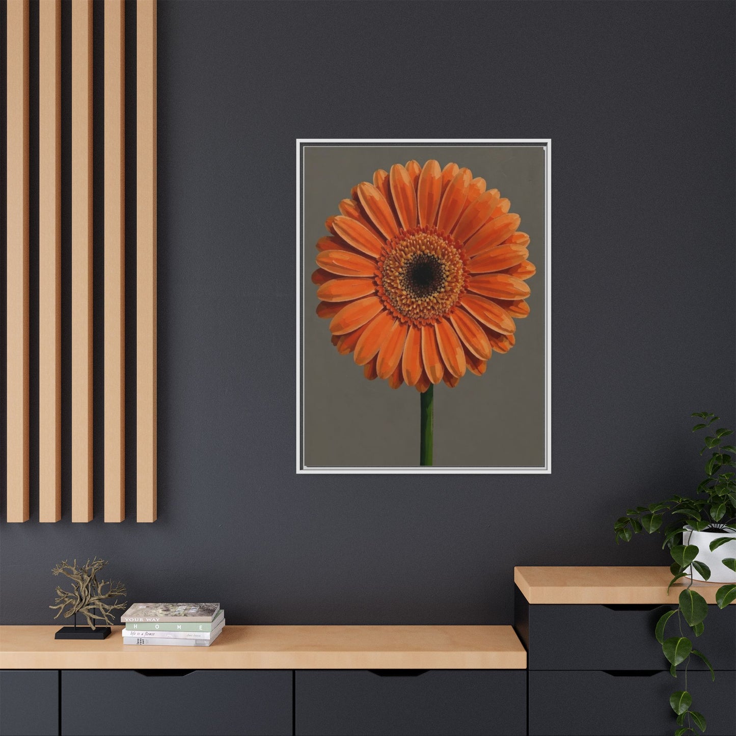 Orange Gerbera Daisy Matte Canvas Print (Framed)