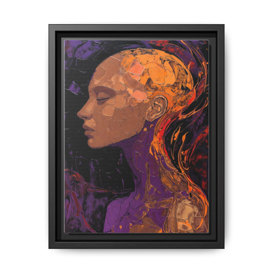 Abstract Profile Portrait Matte Framed Canvas — Multicolor Feminine Art Print